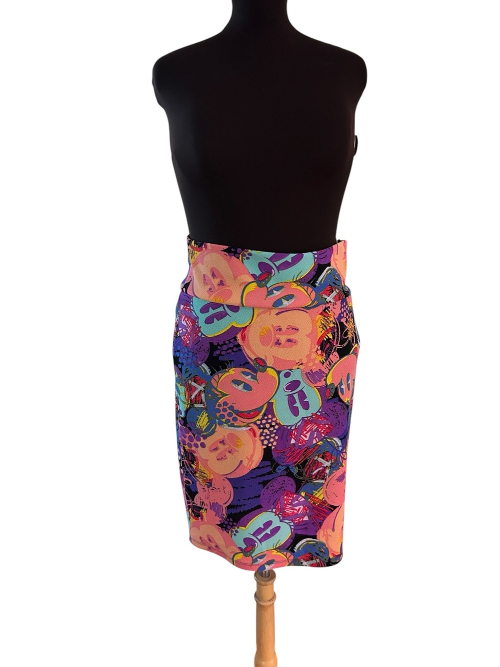 Lularoe Cassie Skirt Disney XL Mickey Mouse Pencil Bright Multi Color